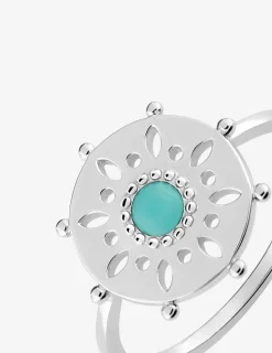 Bague mandala argent 925‰ rhodié et laque turquoise SO OR