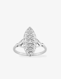 Bague marquise fantaisie argent rhodié 925 ‰ et oxyde de zirconium 17 mm SO OR