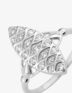 Bague marquise fantaisie argent rhodié 925 ‰ et oxyde de zirconium 17 mm SO OR