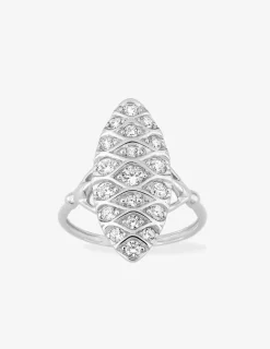 Bague marquise fantaisie argent rhodié 925 ‰ et oxyde de zirconium 22 mm SO OR