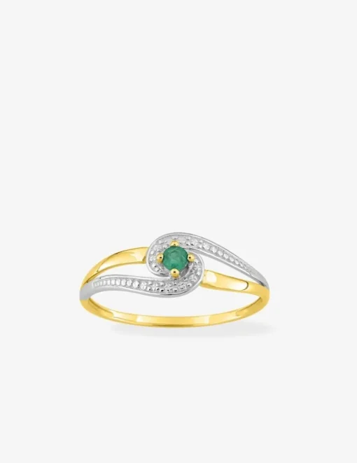 Bague émeraude bicolore or 375‰ SO OR
