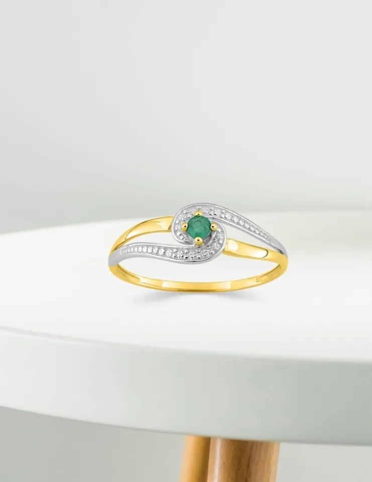 Bague émeraude bicolore or 375‰ SO OR