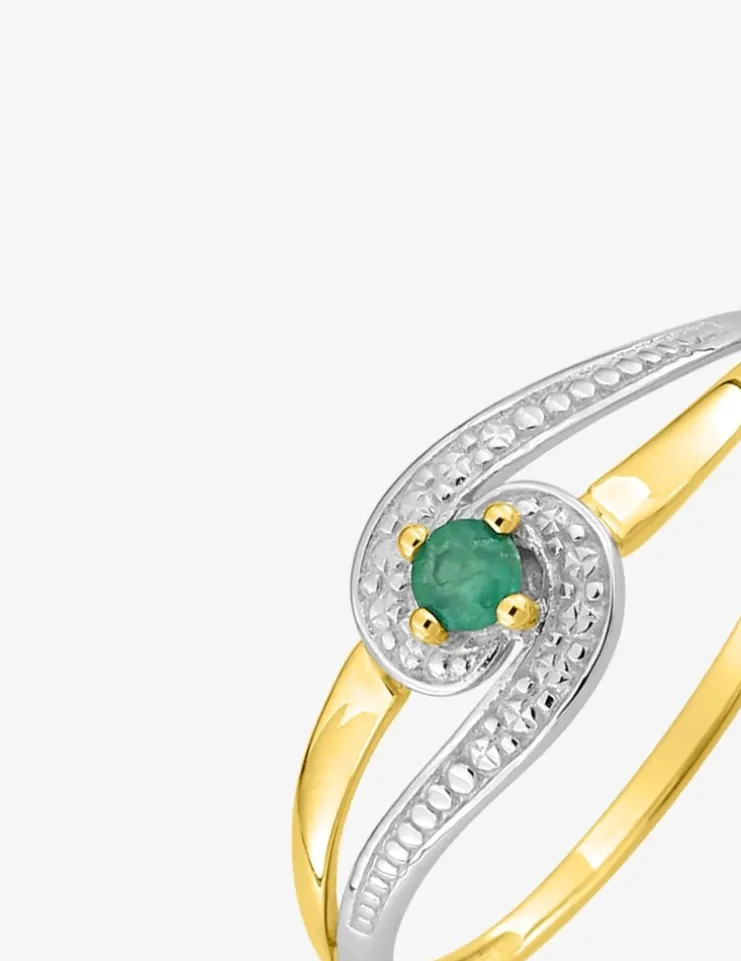 Bague émeraude bicolore or 375‰ SO OR