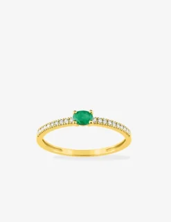 Bague émeraude en or jaune 375 ‰ et oxydes de zirconium SO OR