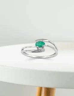 Bague émeraude or blanc 375‰ SO OR