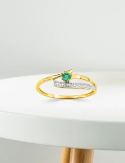 Bague émeraude or jaune 375‰ SO OR