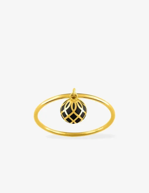 Bague Mélodie Or jaune 375‰ et laque noir de Jais SO OR