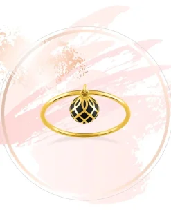 Bague Mélodie Or jaune 375‰ et laque noir de Jais SO OR