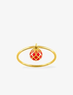 Bague Mélodie Or jaune 375‰ et laque corail SO OR
