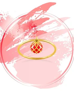 Bague Mélodie Or jaune 375‰ et laque corail SO OR