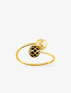 Bague Mélodie Or jaune 375‰ laque ivoire et noir de Jais SO OR
