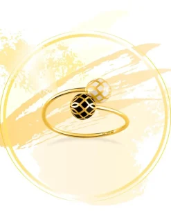 Bague Mélodie Or jaune 375‰ laque ivoire et noir de Jais SO OR
