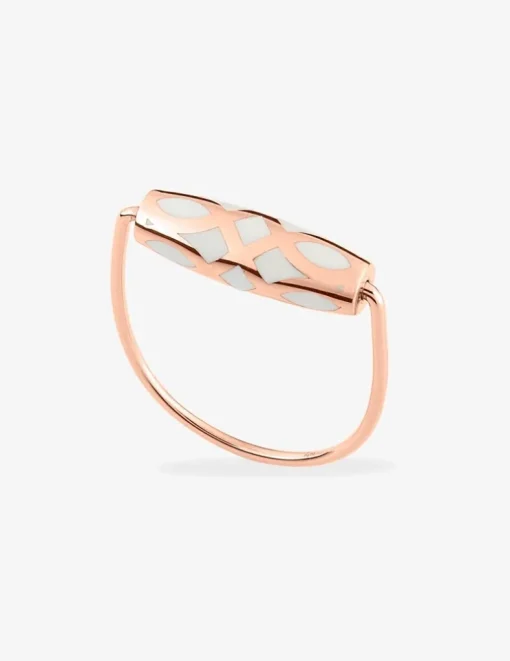 Bague Mélodie Or rose 375‰ et laque ivoire SO OR