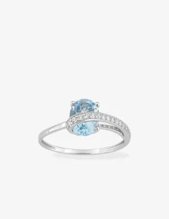 Bague mono fil or blanc 375‰, topaze, oxyde de zirconium SO OR