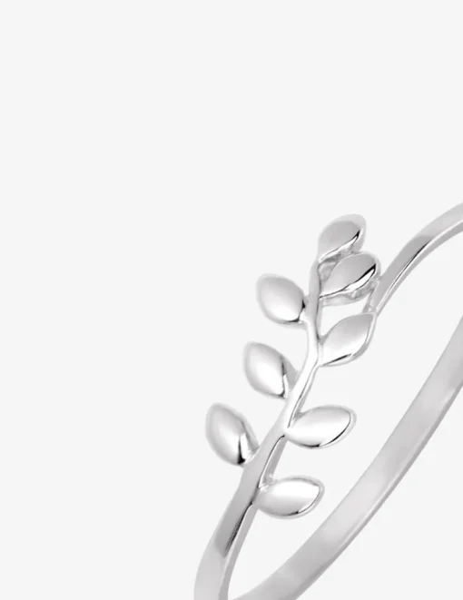Bague motif feuille en argent 925 ‰ rhodié SO OR