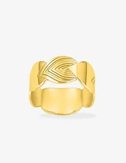 Bague motif feuille en plaqué or SO OR