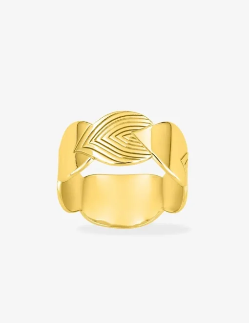 Bague motif feuille en plaqué or SO OR