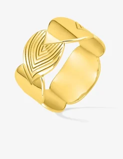 Bague motif feuille en plaqué or SO OR