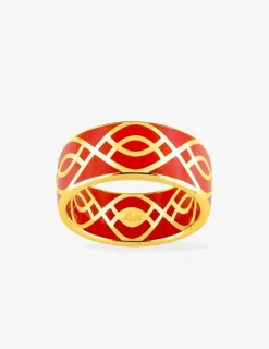 Bague Ondine Or jaune 375‰ et laque corail SO OR