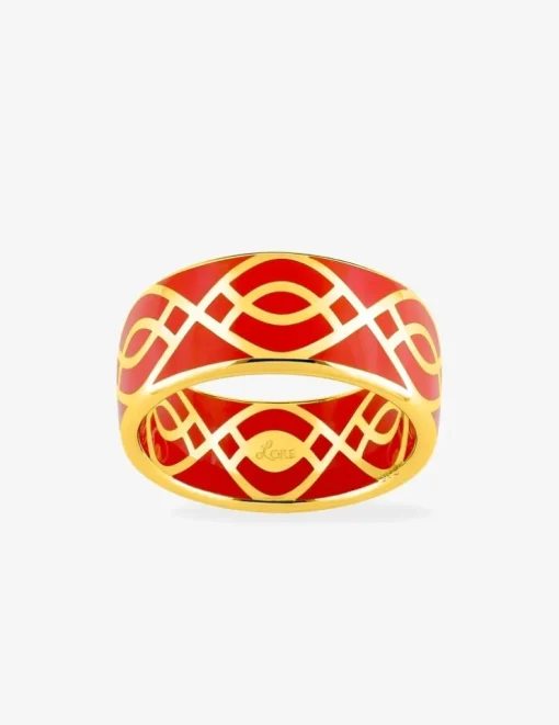 Bague Ondine Or jaune 375‰ et laque corail SO OR