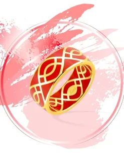 Bague Ondine Or jaune 375‰ et laque corail SO OR