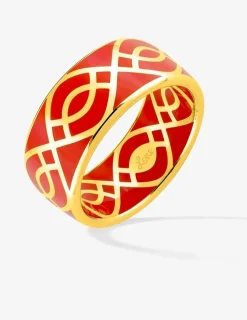 Bague Ondine Or jaune 375‰ et laque corail SO OR