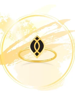 Bague Ondine Or jaune 375‰ et motif laque noir de jais SO OR