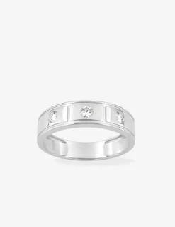 Bague or 375 ‰ blanc 3 diamants synthétiques 0,30 ct SO OR