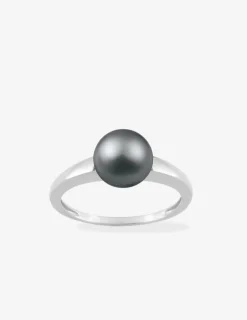 Bague or 750 ‰ blanc avec perle de culture de Tahiti SO OR