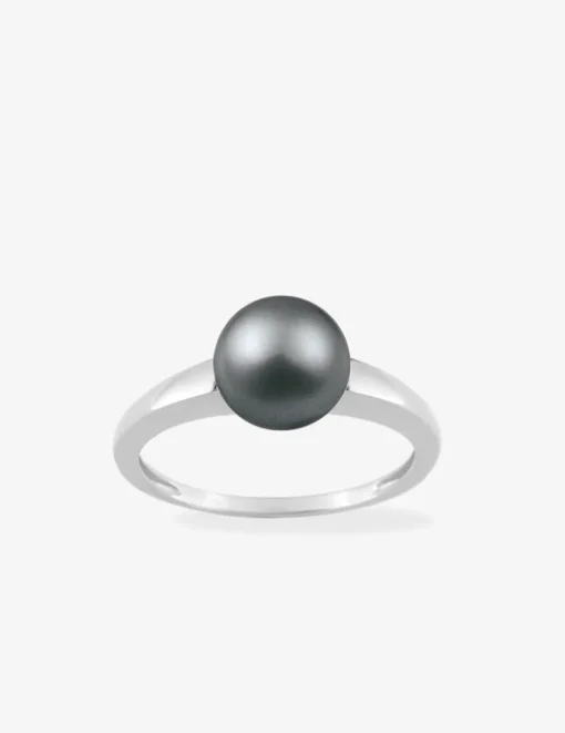 Bague or 750 ‰ blanc avec perle de culture de Tahiti SO OR