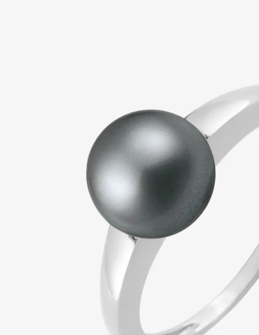 Bague or 750 ‰ blanc avec perle de culture de Tahiti SO OR