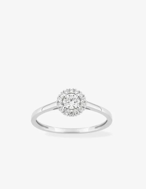 Bague or 375 ‰ blanc et diamants synthétiques 0,28 ct SO OR