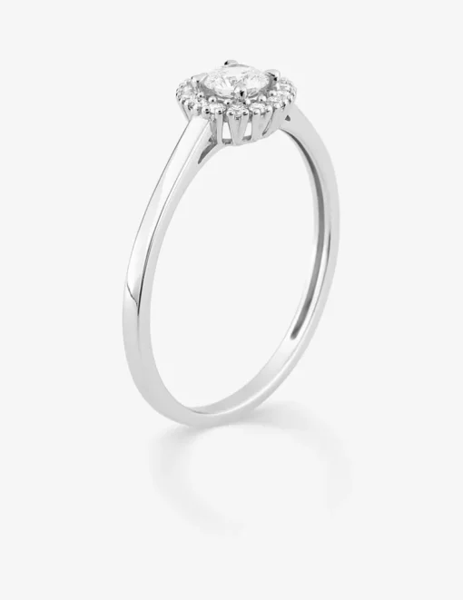 Bague or 375 ‰ blanc et diamants synthétiques 0,28 ct SO OR