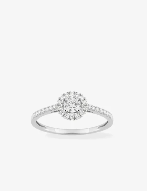 Bague or 375 ‰ blanc et diamants synthétiques 0,45 ct SO OR