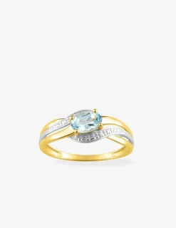 Bague or 375 ‰ et rhodium avec topaze SO OR