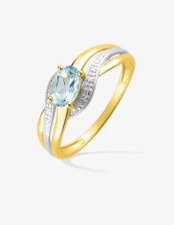 Bague or 375 ‰ et rhodium avec topaze SO OR