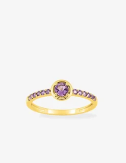 Bague or 375 ‰ jaune avec améthystes SO OR