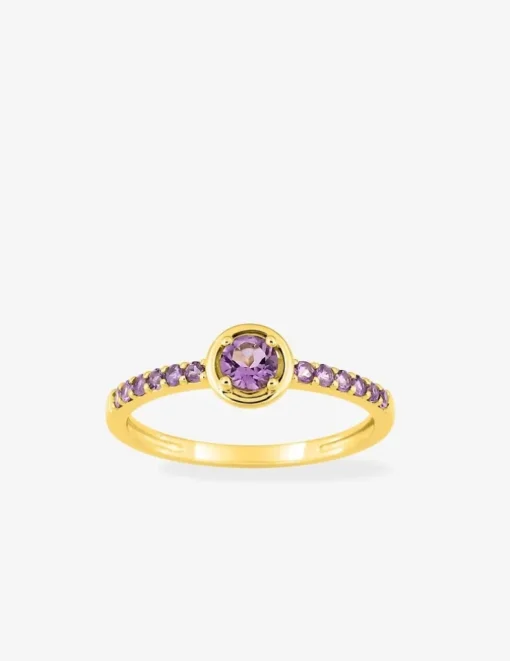 Bague or 375 ‰ jaune avec améthystes SO OR