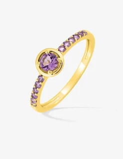 Bague or 375 ‰ jaune avec améthystes SO OR