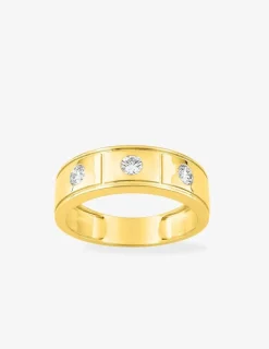 Bague or 375 ‰ jaune et 3 diamants synthétiques 0,45 ct SO OR