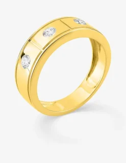 Bague or 375 ‰ jaune et 3 diamants synthétiques 0,45 ct SO OR