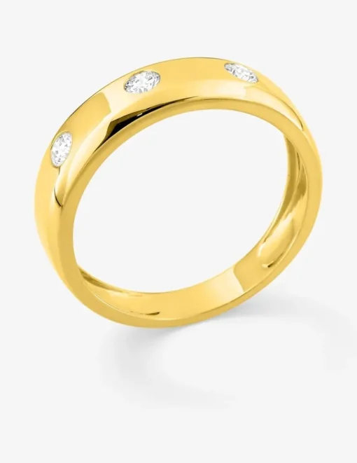 Bague or 375 ‰ jaune et 3 diamants synthétiques 0,30 ct SO OR