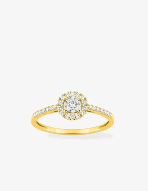 Bague or 375 ‰ jaune et diamants synthétiques 0,45 ct SO OR