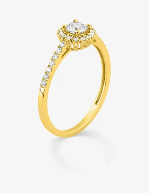 Bague or 375 ‰ jaune et diamants synthétiques 0,45 ct SO OR