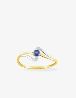 Bague or 750 ‰ jaune et rhodium avec saphir SO OR