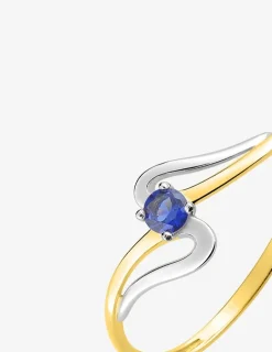 Bague or 750 ‰ jaune et rhodium avec saphir SO OR