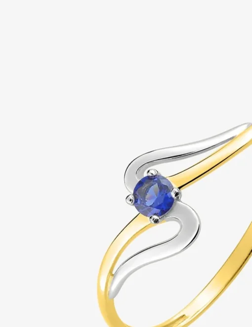 Bague or 750 ‰ jaune et rhodium avec saphir SO OR