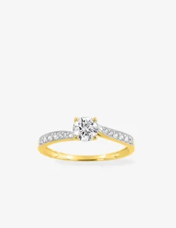 Bague or 375 ‰ jaune et rhodium avec oxydes de zirconium SO OR