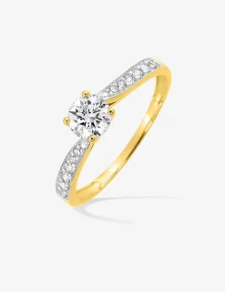 Bague or 375 ‰ jaune et rhodium avec oxydes de zirconium SO OR