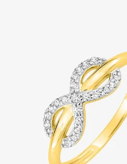 Bague or 375 ‰ jaune et rhodium avec oxydes de zirconium motif infini SO OR